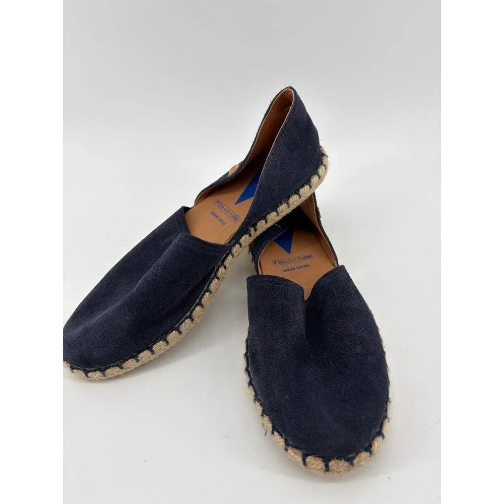 Verbenas Carmen Serraje Suede Leather Flat Espadrilles Navy Shoes,Women 39 (8.5)